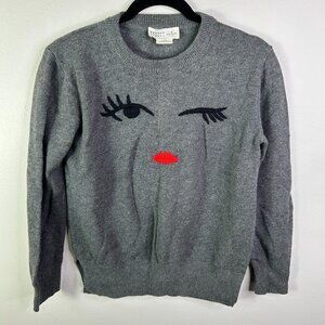 Kate Spade Broome Street Women's Grey Wink Face Sweater Size S